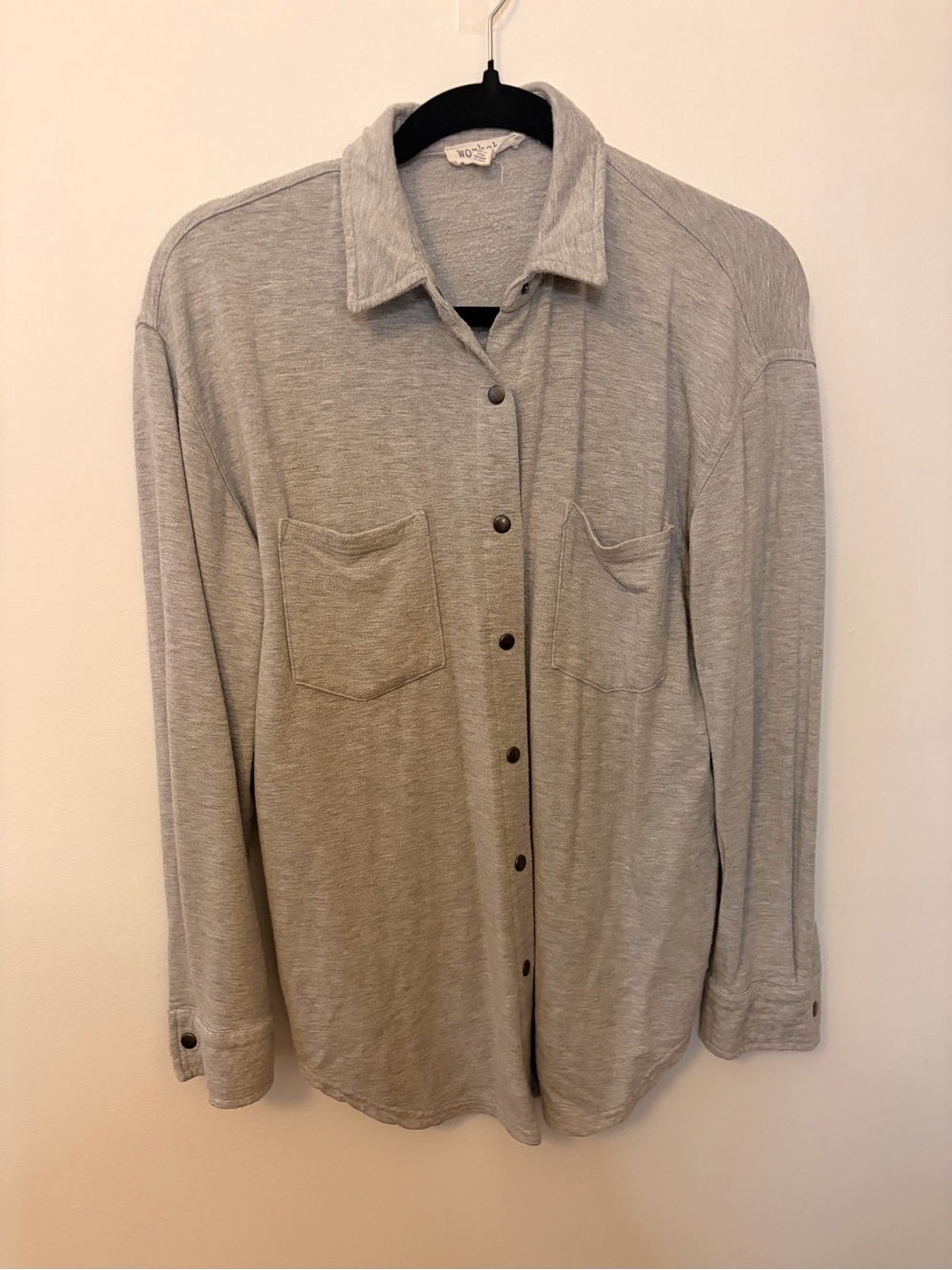 Workshop Republic Clothing Light Gray Unisex Casual Button-Down Shirt